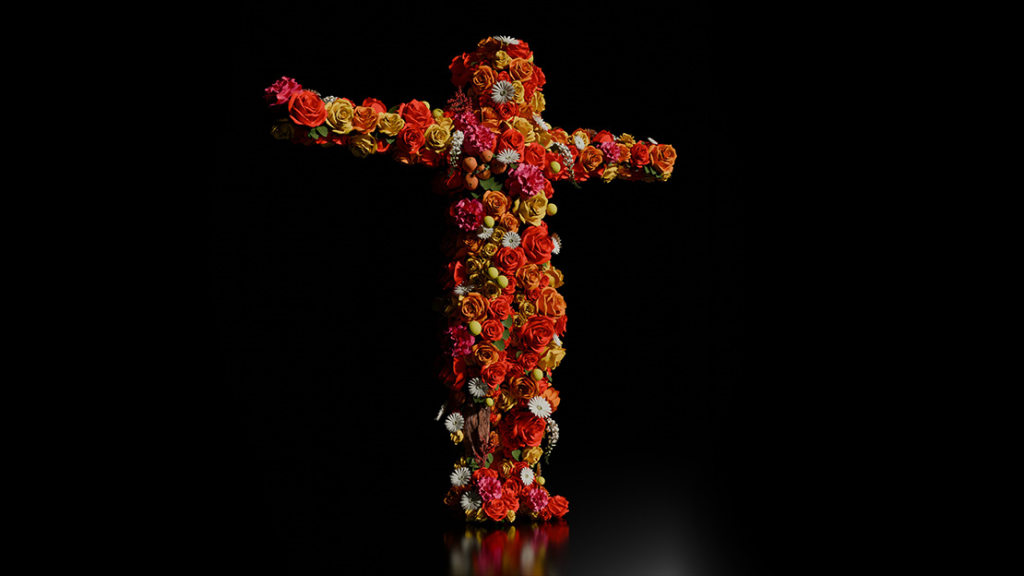 The Mastercard Avatar Experience installation: visitors rendered as 3D avatars on a large LED wall.