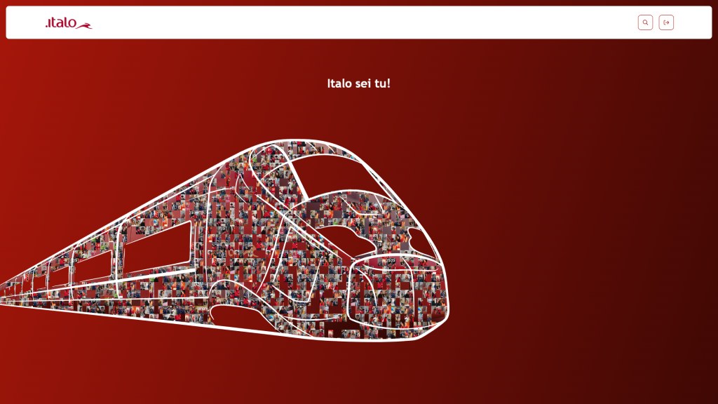 Mosaico Italo: employee selfies composing the shape of an Italo train.