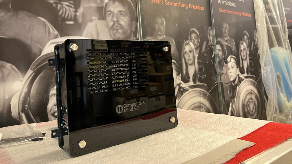 Mastercard connected totems: fast-track check-in, charity billboard and charging stations.