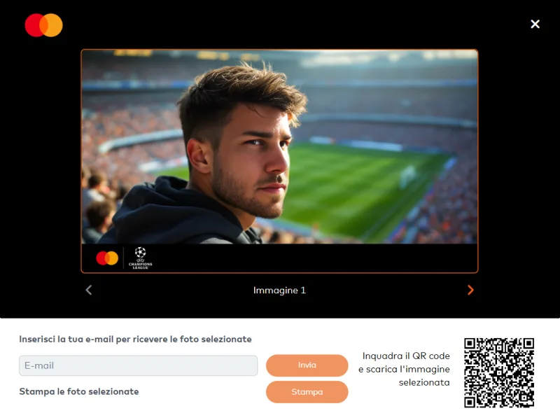 In a stadium, with the sponsor's identity applied.