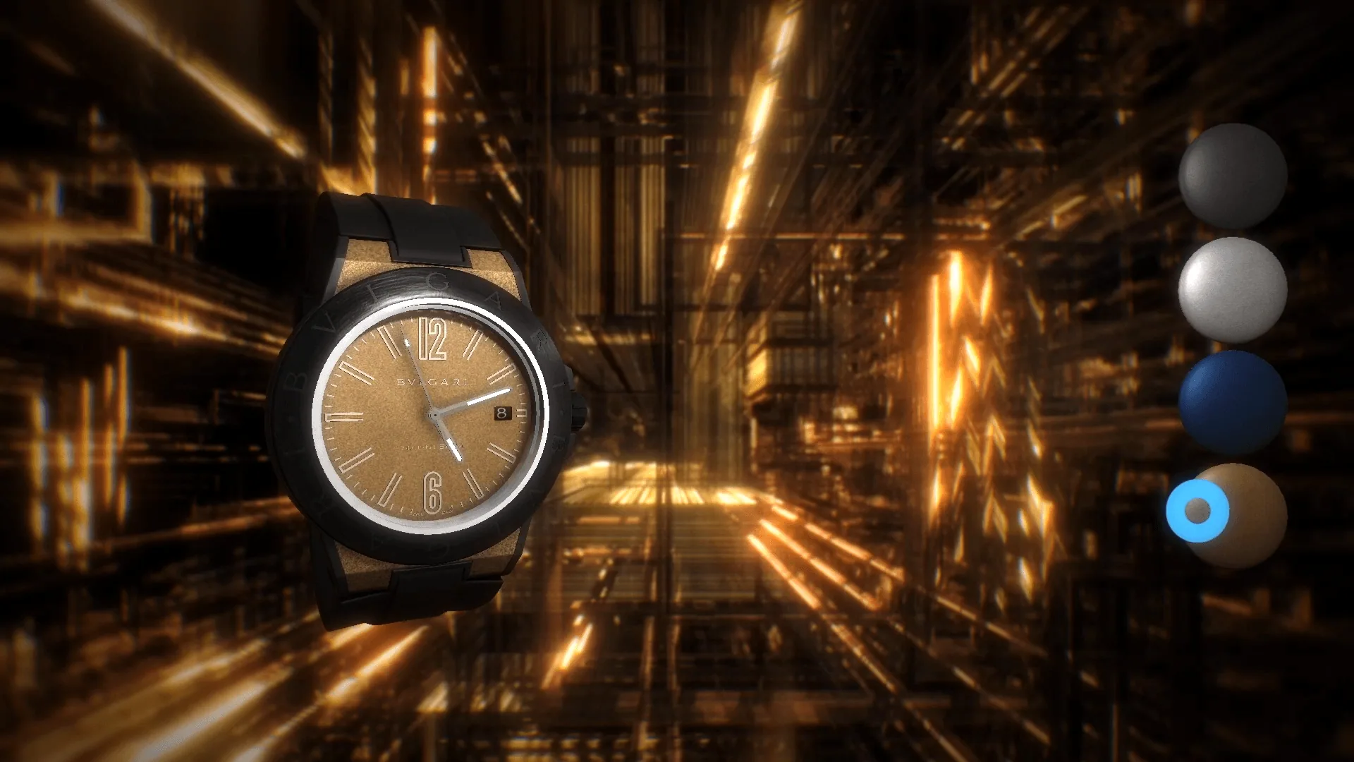 The finished watch with the gold dial selected.