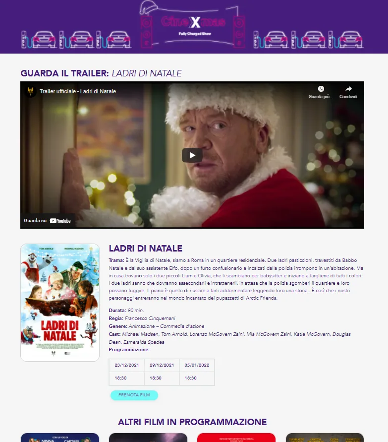 A film page, with the trailer and the booking entry point.