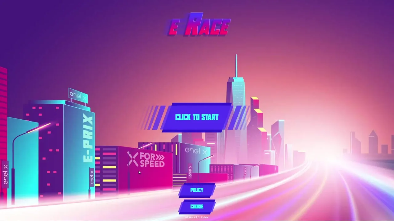 The E-Race title screen.