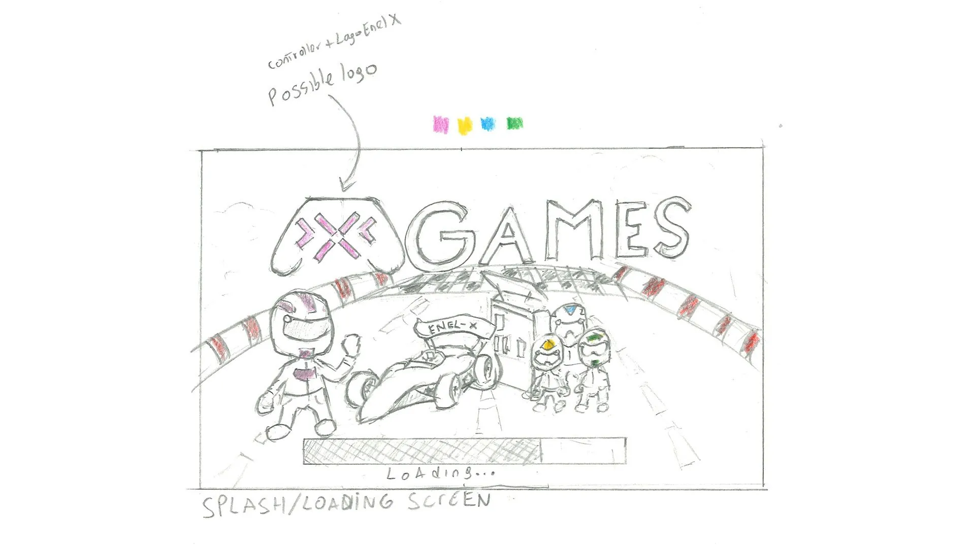 The first sketch of the splash and loading screen.