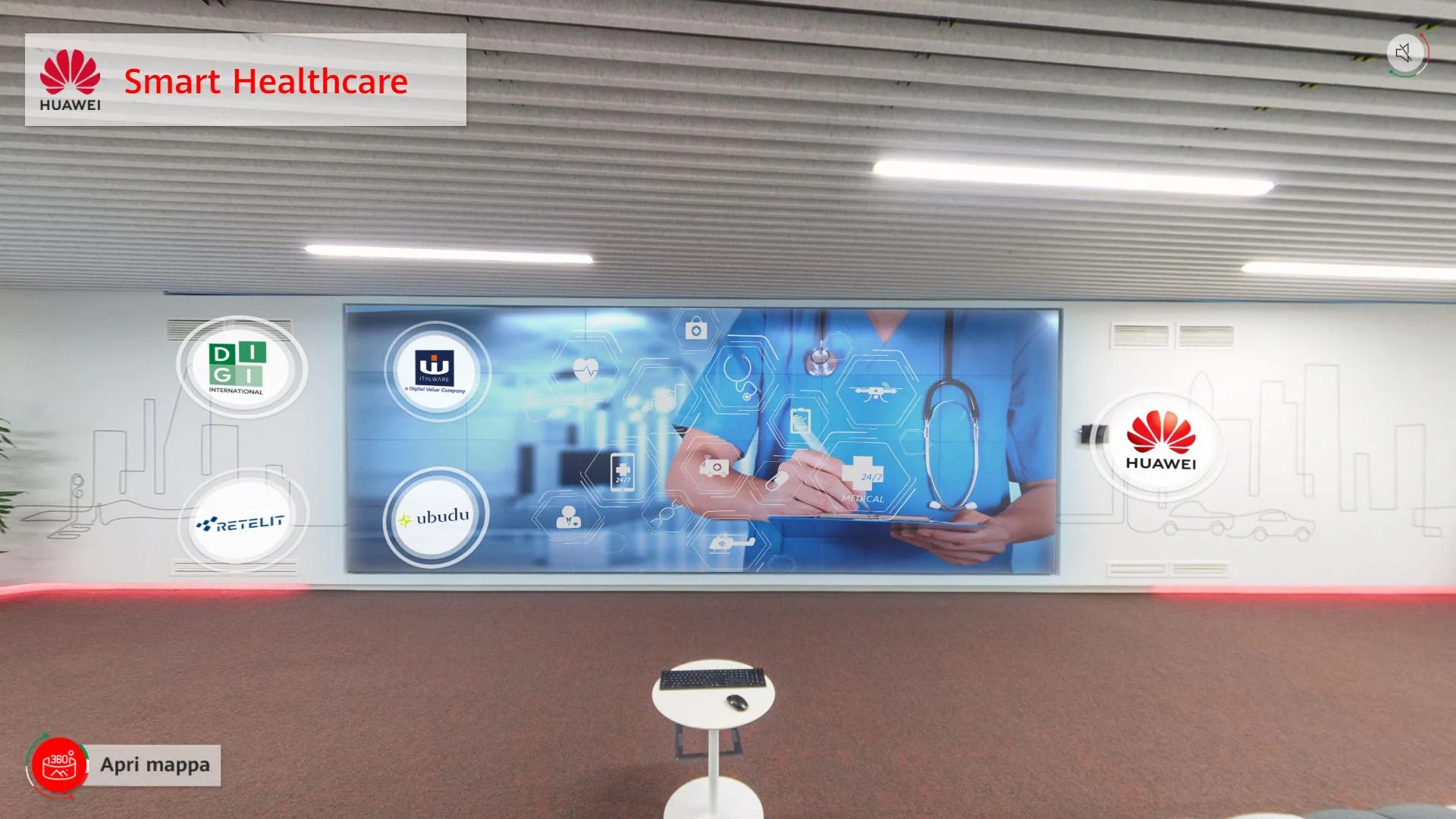 The Smart Healthcare wall, reachable from the tour map.