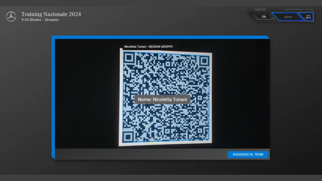 A participant's QR code, generated for accreditation and test-drive registration.