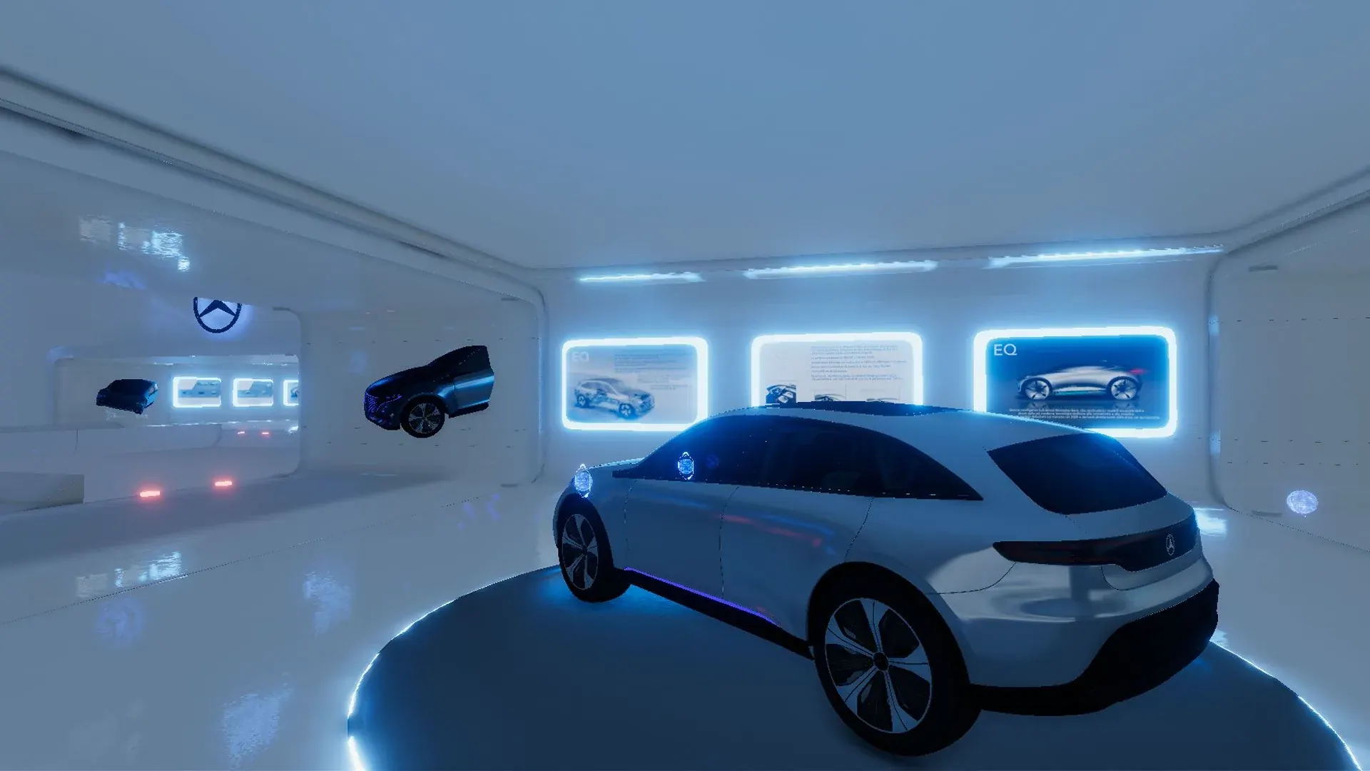 The virtual reality showroom of concept cars built for the national convention.