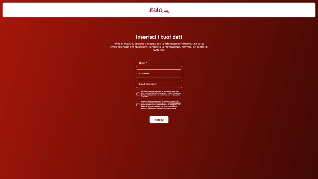 The registration form, with the prize draw consent.