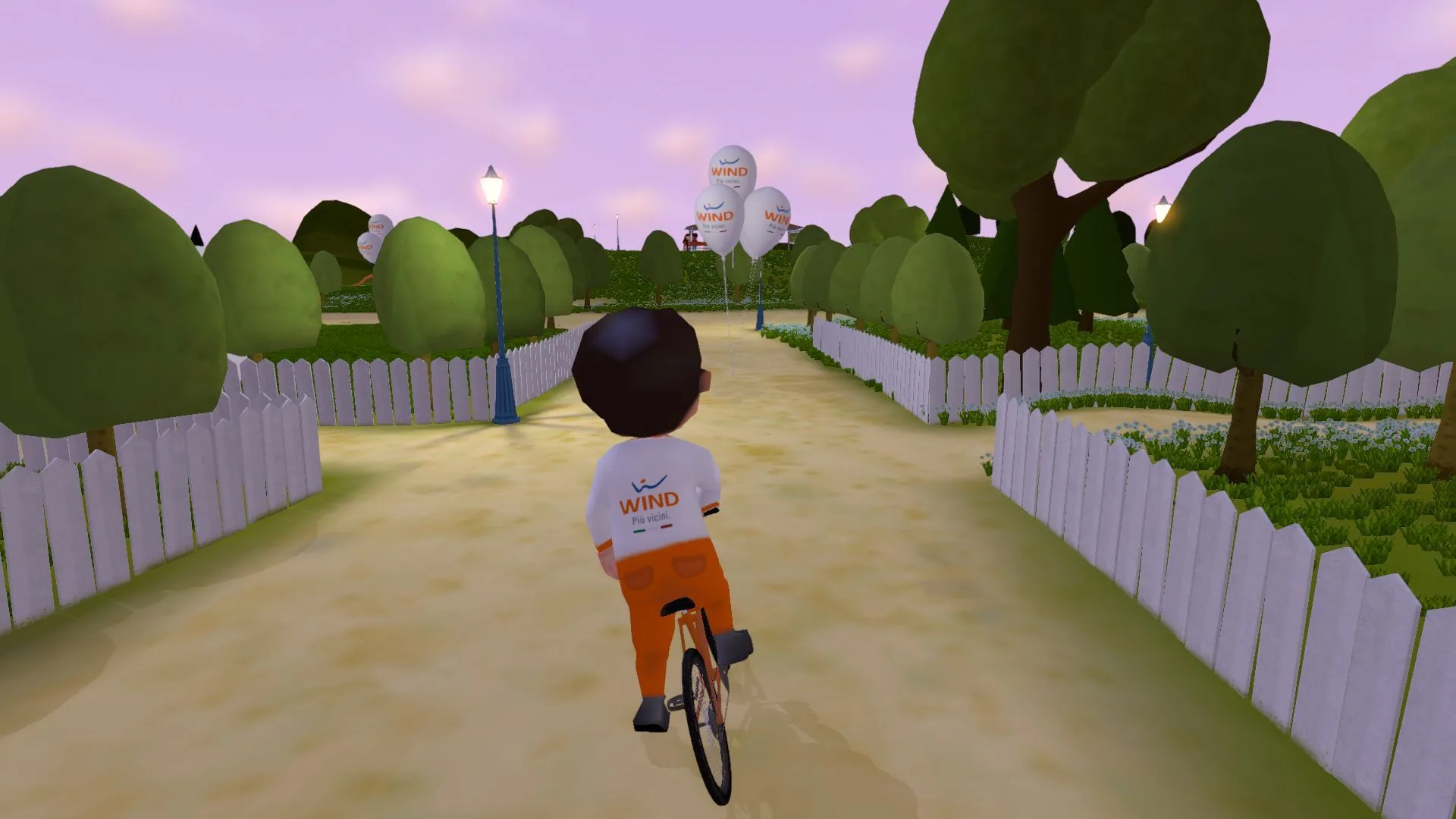 Pedalling through the park: the bicycle wheel drives the speed in the game.